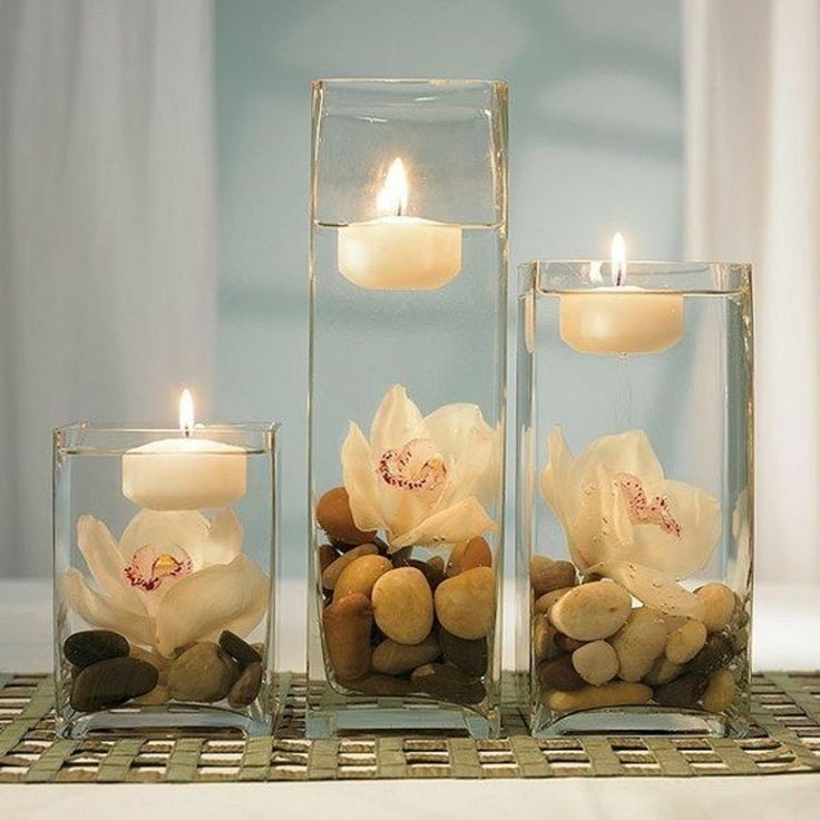 Stones orchides and candles. decoration in the spa salon . city center
